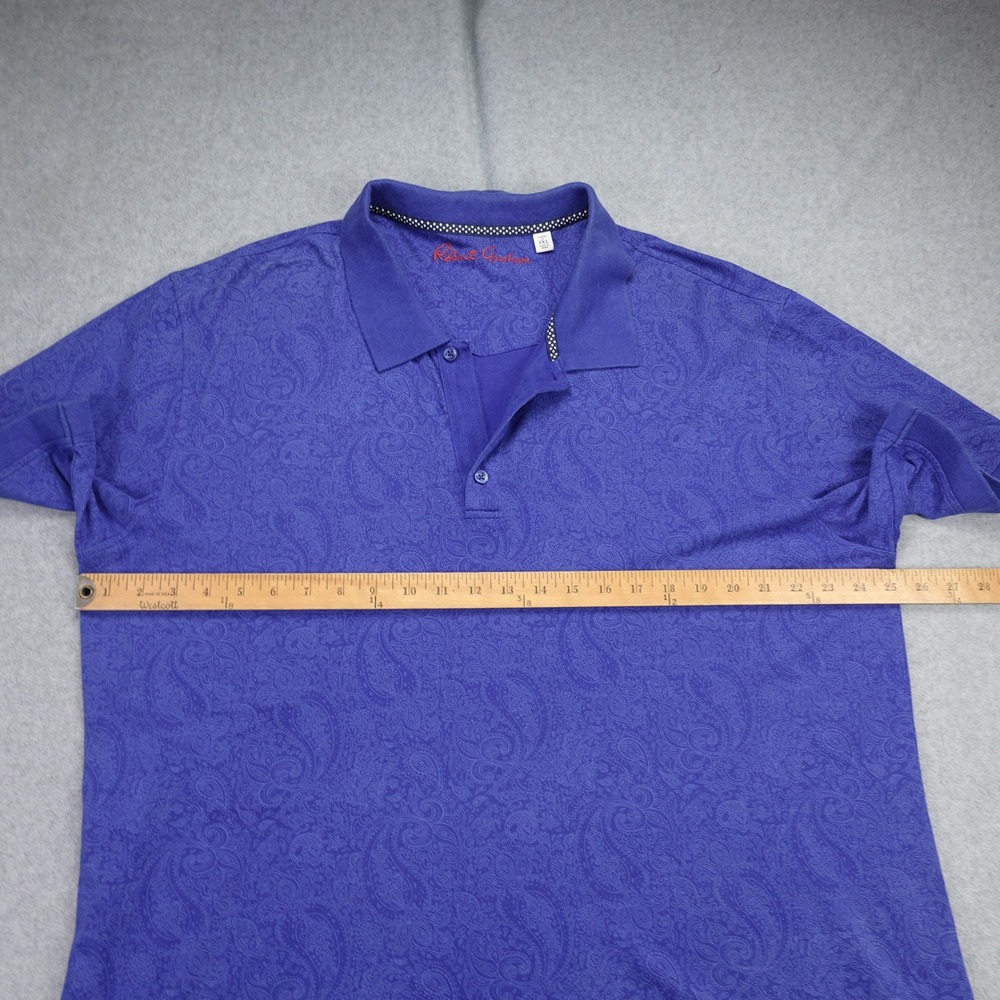 Robert Graham Polo Shirt Mens 3XL Blue Paisley Classic Fit Short Sleeve Cotton - Picture 11 of 16